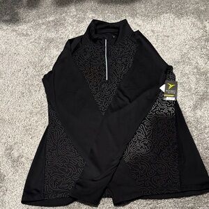 Old Navy Black Active Quarter-Zip Pullover with Subtle Dot Pattern